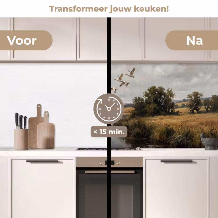 Keuken achterwand - Eenden - Rivier - Landschap - Vlucht - Nostalgisch — 2