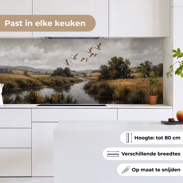 Keuken achterwand - Eenden - Rivier - Landschap - Vlucht - Nostalgisch — 4