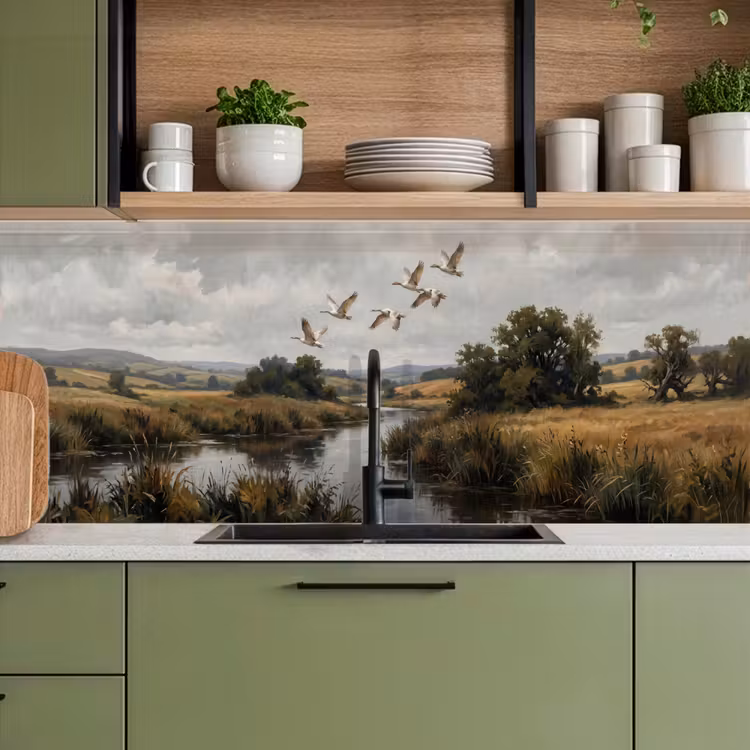 Keuken achterwand - Eenden - Rivier - Landschap - Vlucht - Nostalgisch — 5