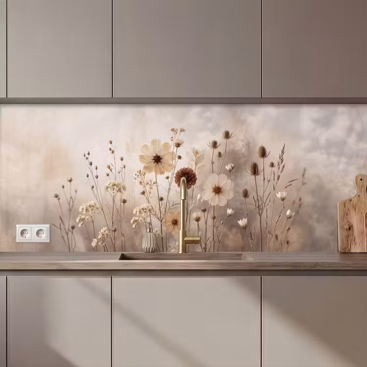 Keuken achterwand - Wilde bloemen - Botanisch - Vintage - Natuur - Rustiek