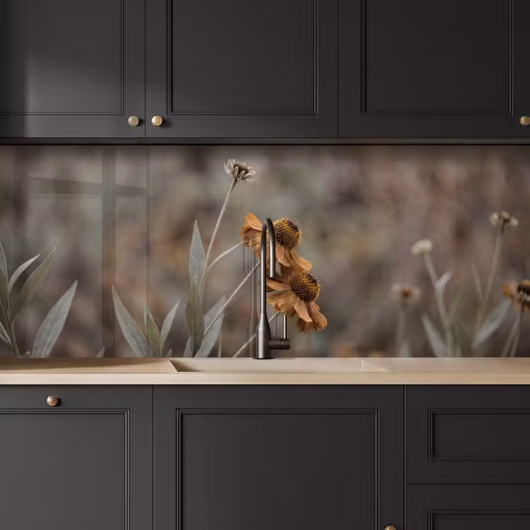 Keuken achterwand - Zonnehoed - Droogbloemen - Geel - Warm — 6