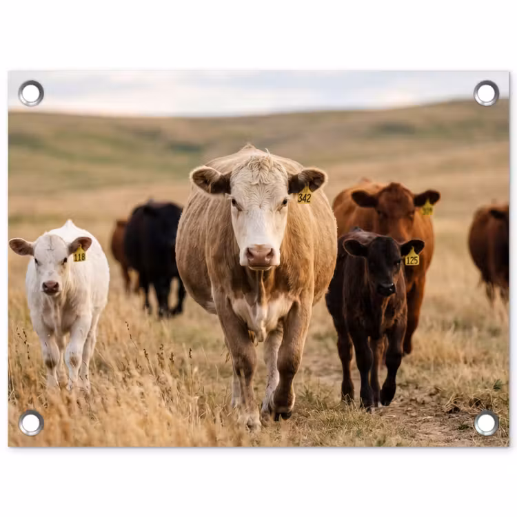 Tuinposter - Runderen - Kudde - Landschap - Weide - Rustig