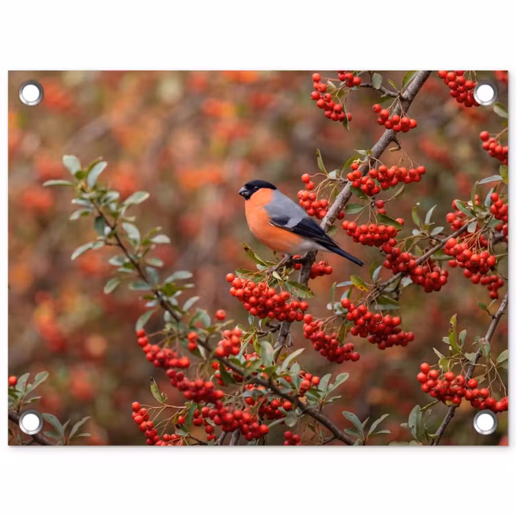 Tuinposter - Goudvink - Bessen - Herfst - Natuur - Kleurrijk