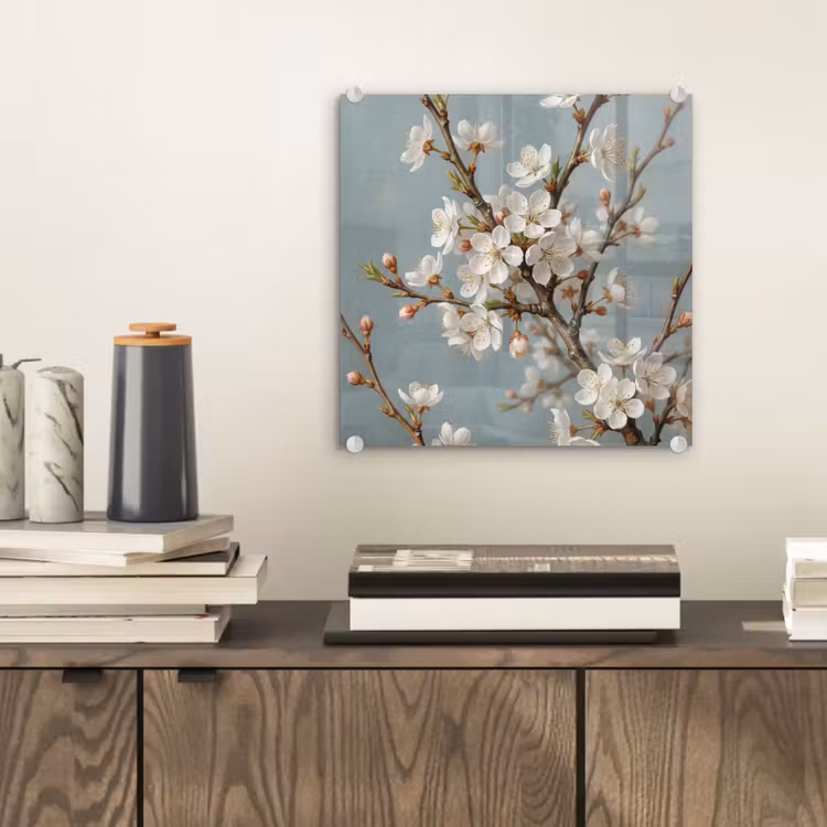 Glas schilderij - Botanisch - Stilleven - Blauw — 2