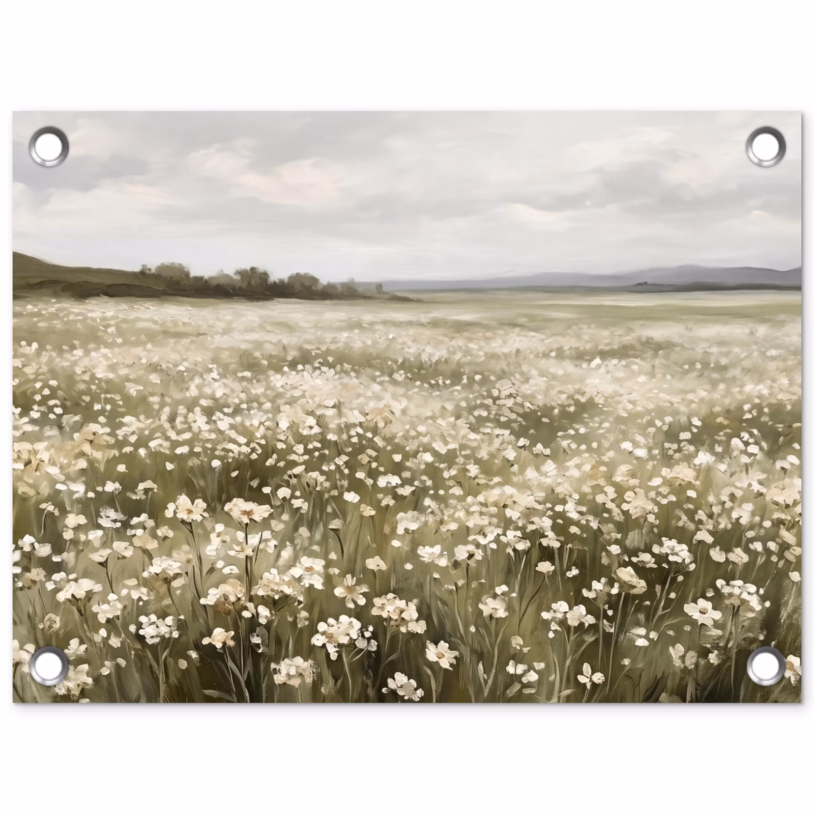 Tuinposter - Bloemenveld Witte Bloemen — 1
