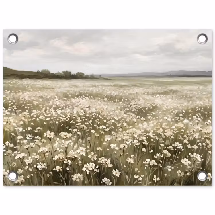 Tuinposter - Illustratie - Landschap - Wit