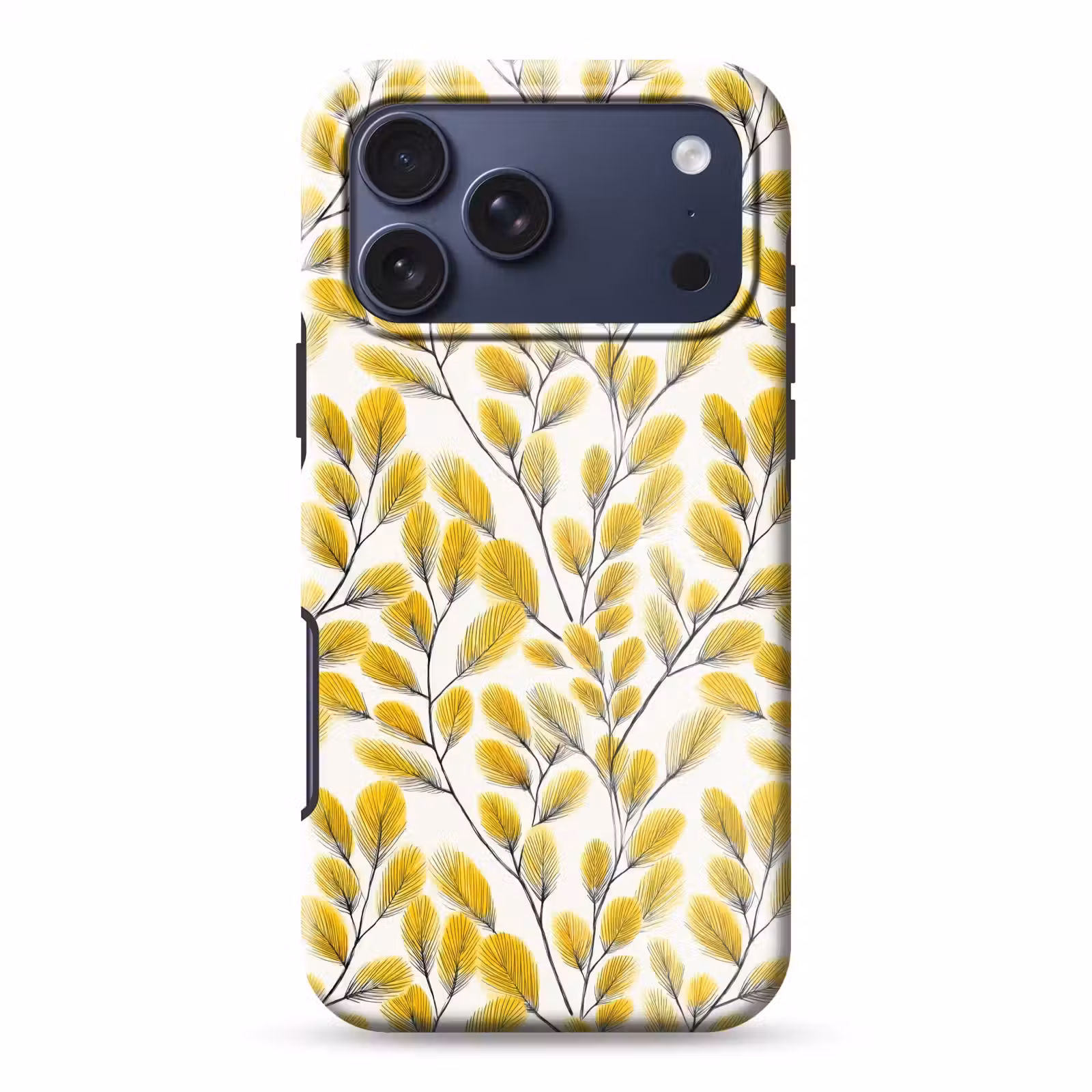 Telefoonhoesje Toughcase - Bladeren - Botanisch - Elegant - Geel - Zwart — 1