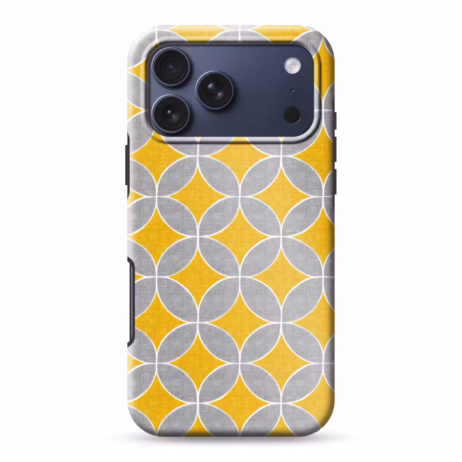 Telefoonhoesje Toughcase - Geometrisch - Cirkels - Textuur - Grijs - Geel — 1