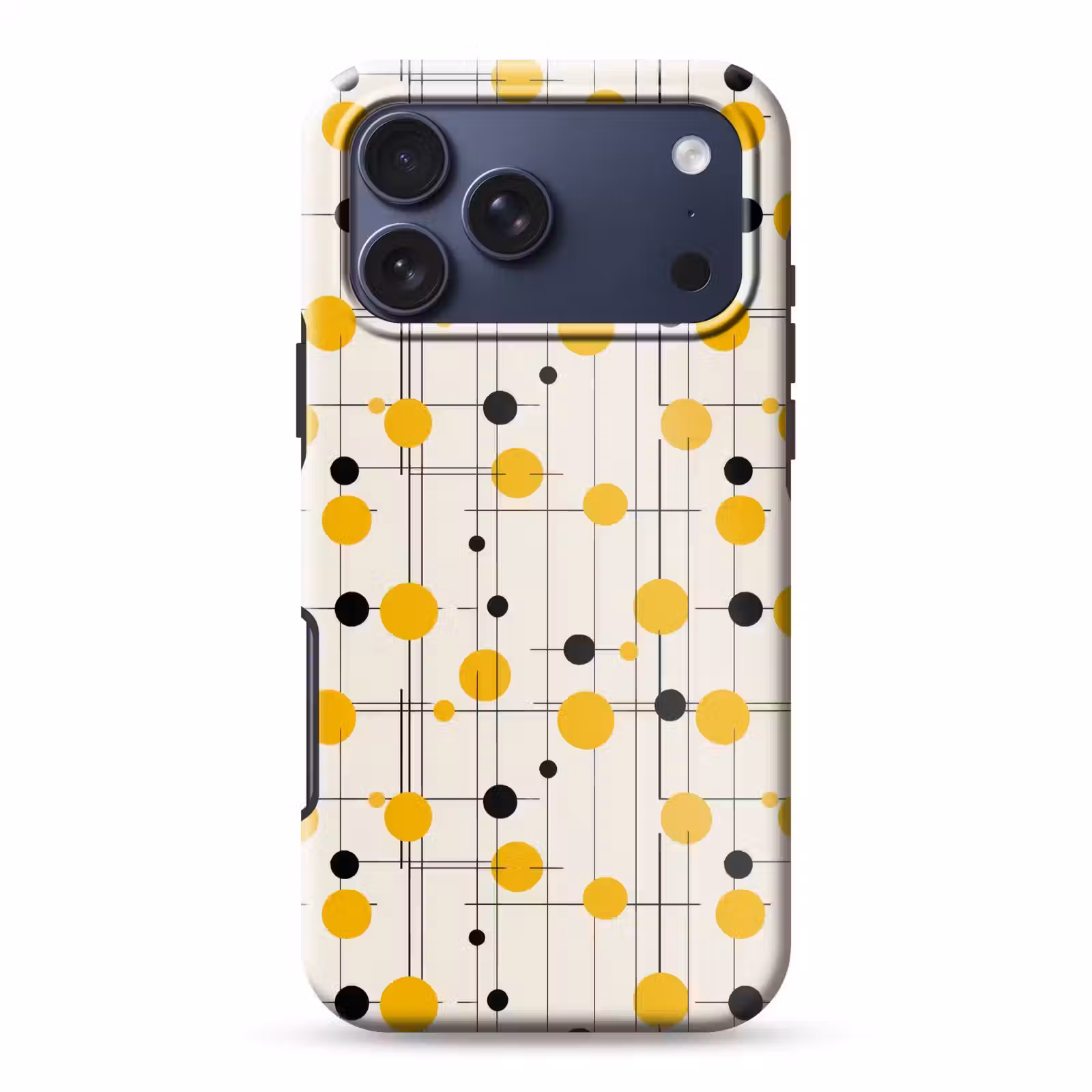 Telefoonhoesje Toughcase - Geometrisch - Retro - Lijnen - Okergeel - Zwart — 1