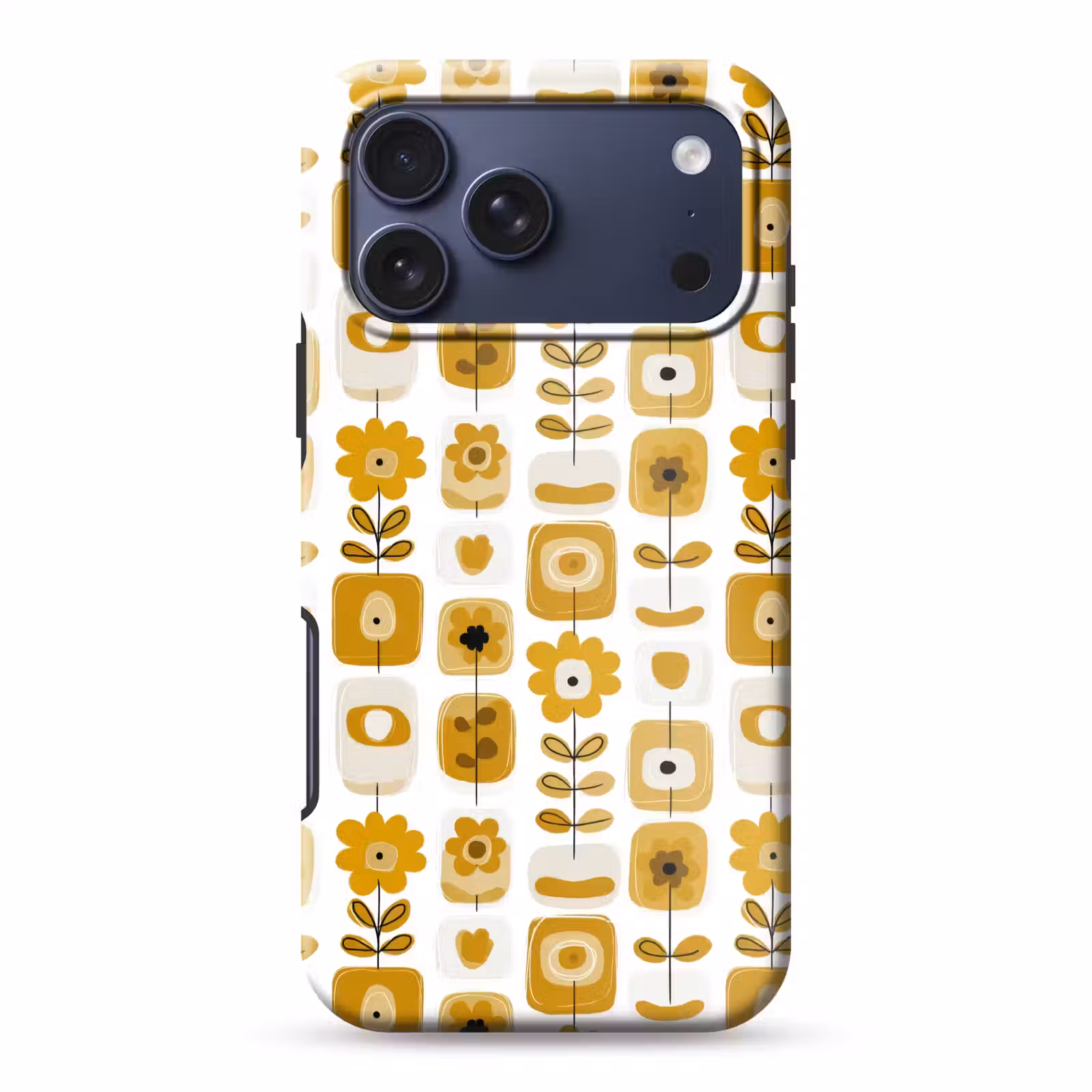 Telefoonhoesje Toughcase - Retro - Abstract - Bloemen - Okergeel — 1