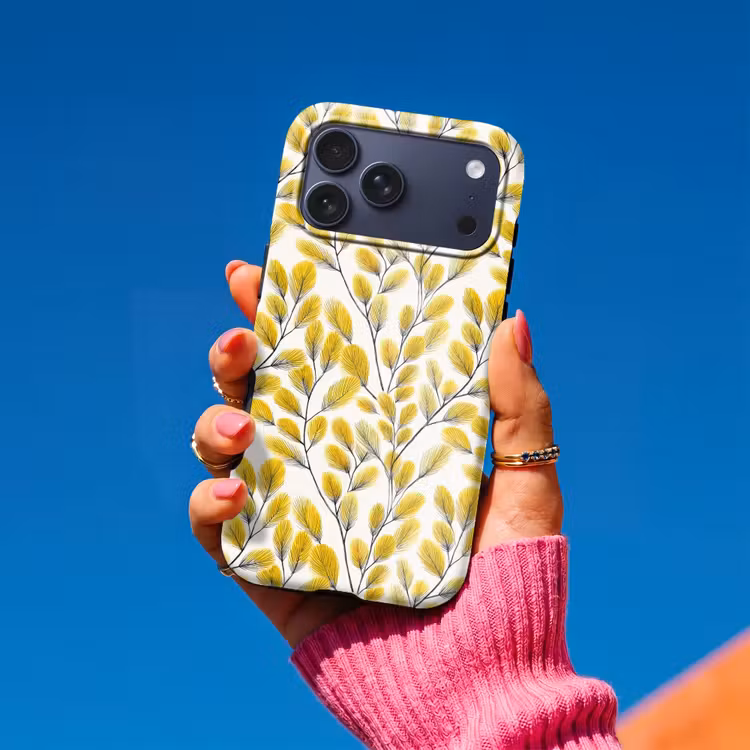 Telefoonhoesje Toughcase - Bladeren - Botanisch - Elegant - Geel - Zwart — 2