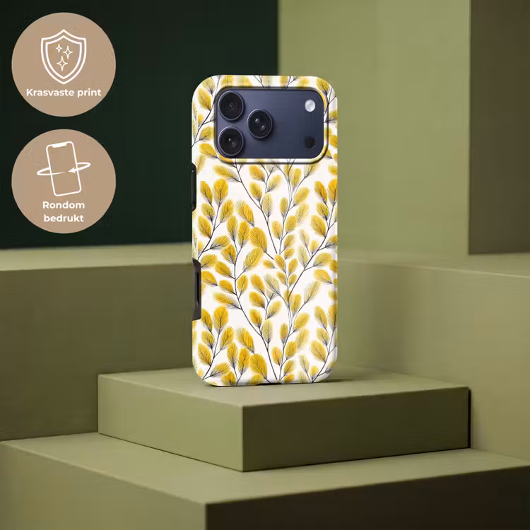 Telefoonhoesje Toughcase - Bladeren - Botanisch - Elegant - Geel - Zwart — 7