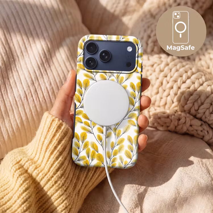 Telefoonhoesje Toughcase - Bladeren - Botanisch - Elegant - Geel - Zwart — 8