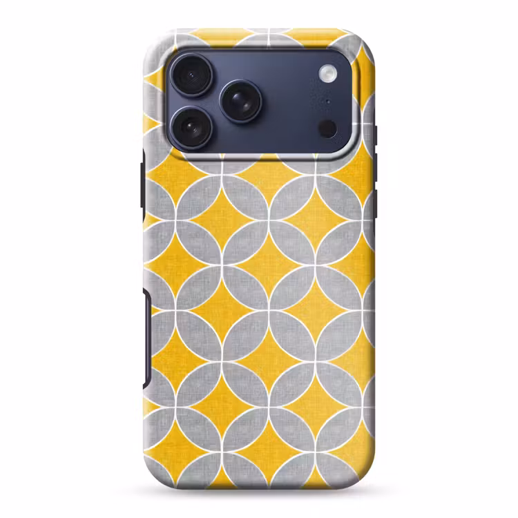 Telefoonhoesje Toughcase - Geometrisch - Cirkels - Textuur - Grijs - Geel — 1