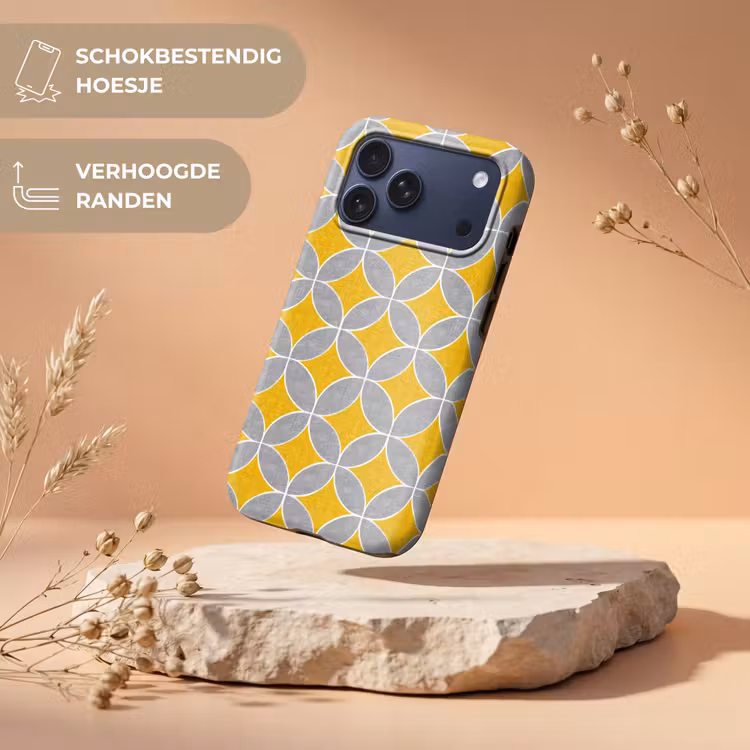 Telefoonhoesje Toughcase - Geometrisch - Cirkels - Textuur - Grijs - Geel — 5