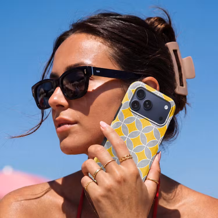 Telefoonhoesje Toughcase - Geometrisch - Cirkels - Textuur - Grijs - Geel — 6