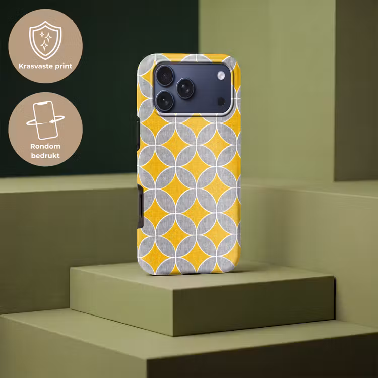 Telefoonhoesje Toughcase - Geometrisch - Cirkels - Textuur - Grijs - Geel — 7