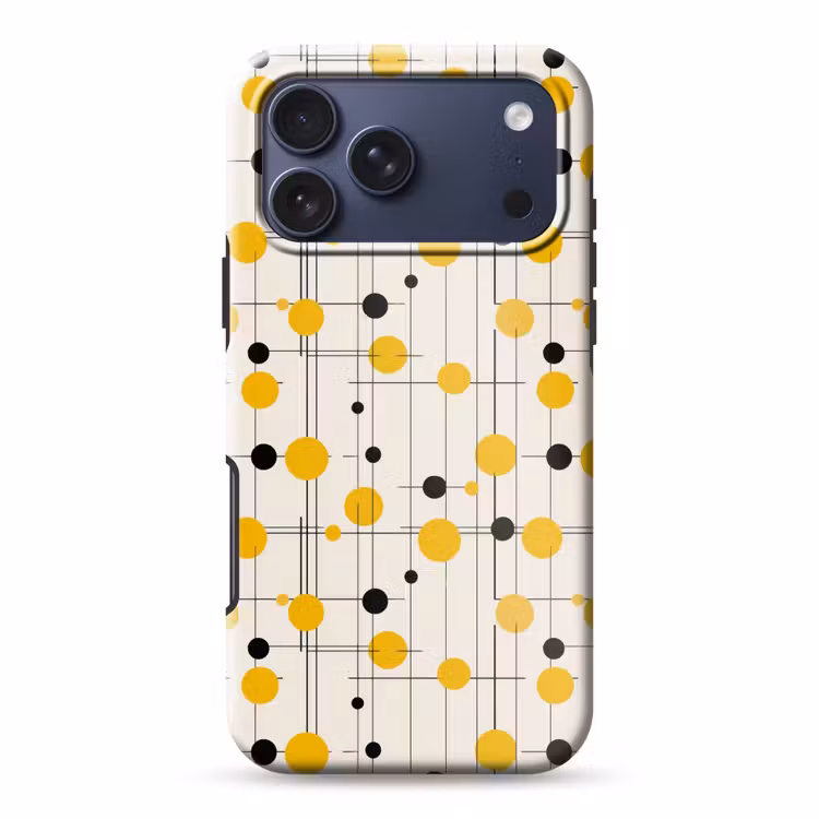 Telefoonhoesje Toughcase - Geometrisch - Retro - Lijnen - Okergeel - Zwart — 1