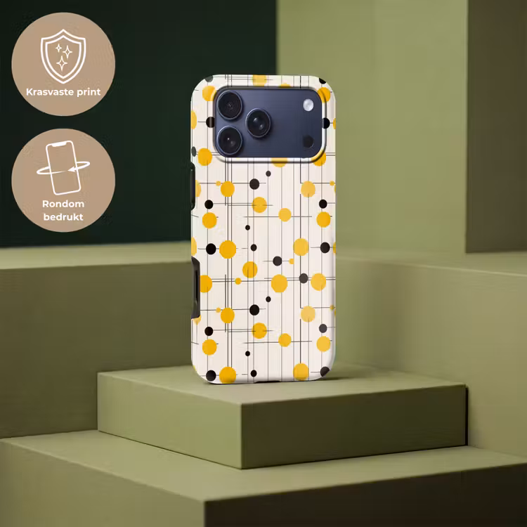 Telefoonhoesje Toughcase - Geometrisch - Retro - Lijnen - Okergeel - Zwart — 7