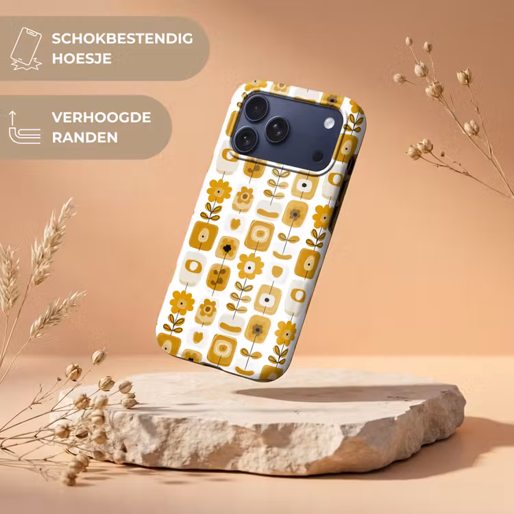 Telefoonhoesje Toughcase - Retro - Abstract - Bloemen - Okergeel — 5