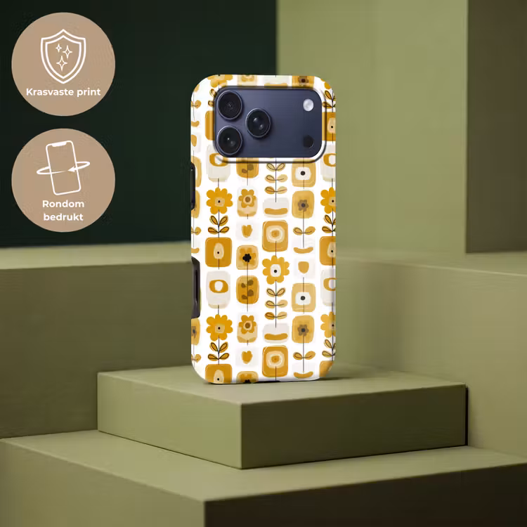 Telefoonhoesje Toughcase - Retro - Abstract - Bloemen - Okergeel — 7