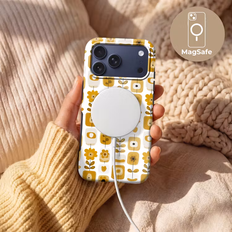 Telefoonhoesje Toughcase - Retro - Abstract - Bloemen - Okergeel — 8