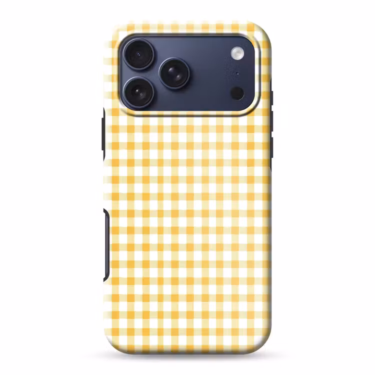 Telefoonhoesje Toughcase - Ruit - Gingham - Klassiek - Geel en Wit — 1
