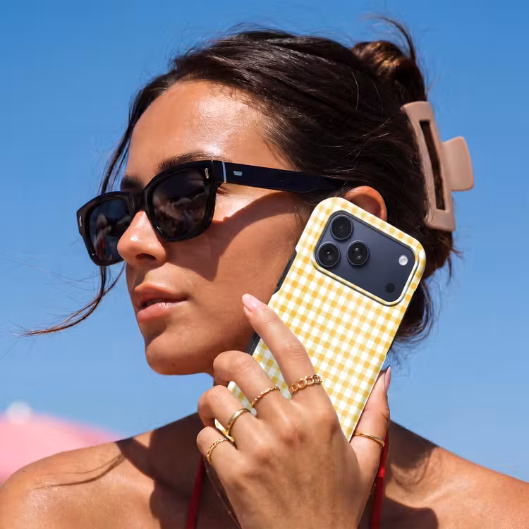 Telefoonhoesje Toughcase - Ruit - Gingham - Klassiek - Geel en Wit — 6