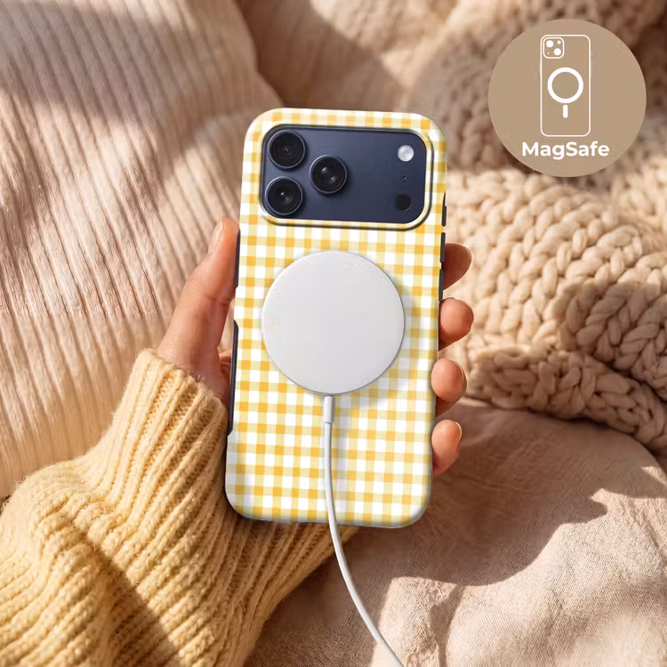 Telefoonhoesje Toughcase - Ruit - Gingham - Klassiek - Geel en Wit — 8