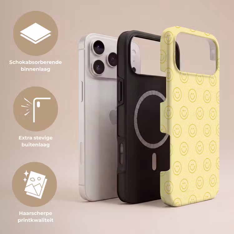 Telefoonhoesje Toughcase - Smileys - Patroon - Retro - Zachtgeel — 3