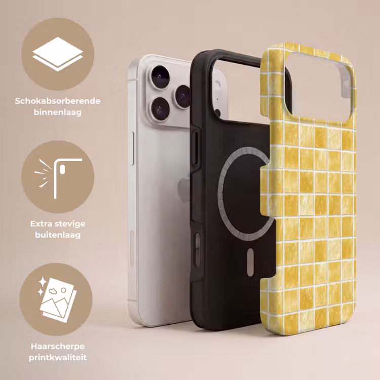Telefoonhoesje Toughcase - Tegels - Mozaïek - Textuur - Goudgeel — 3