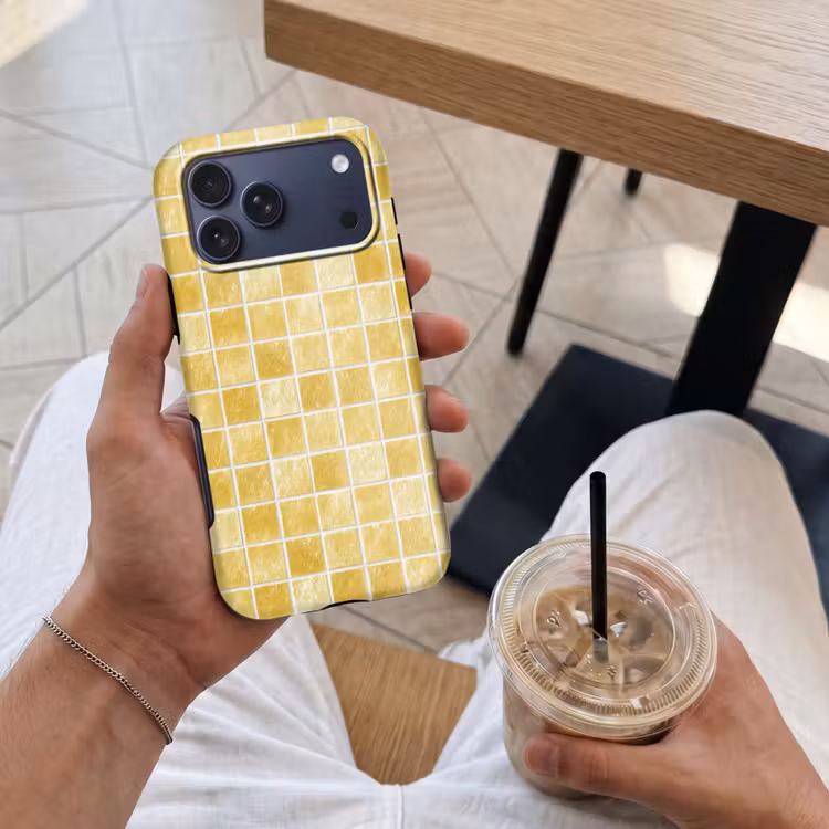 Telefoonhoesje Toughcase - Tegels - Mozaïek - Textuur - Goudgeel — 4
