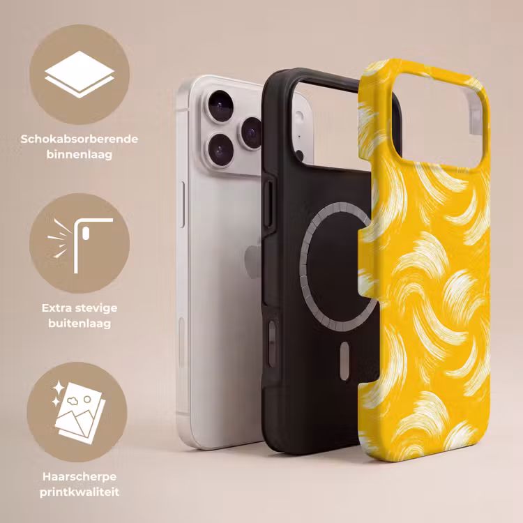 Telefoonhoesje Toughcase - Verfstreken - Abstract - Dynamisch - Geel — 3