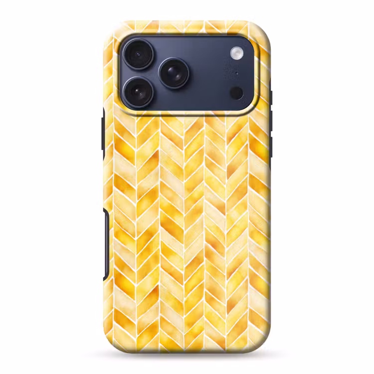 Telefoonhoesje Toughcase - Visgraat - Aquarel - Patronen - Goudgeel — 1
