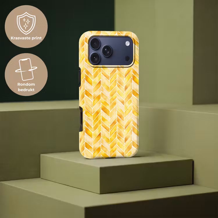 Telefoonhoesje Toughcase - Visgraat - Aquarel - Patronen - Goudgeel — 7