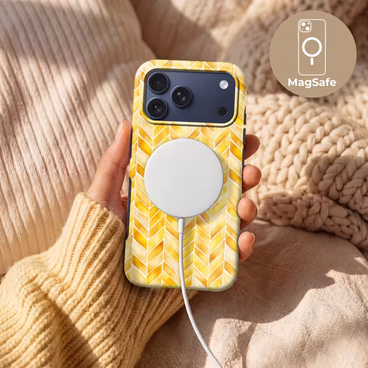 Telefoonhoesje Toughcase - Visgraat - Aquarel - Patronen - Goudgeel — 8