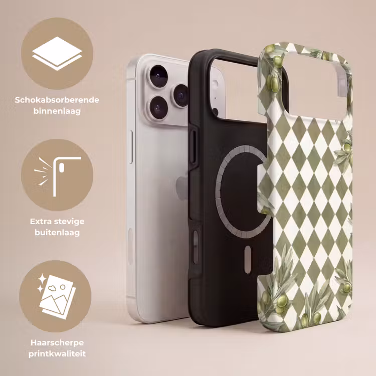 Telefoonhoesje Toughcase - Plant - Olijftakken - Waterverf - Mediterraan - Groen — 3