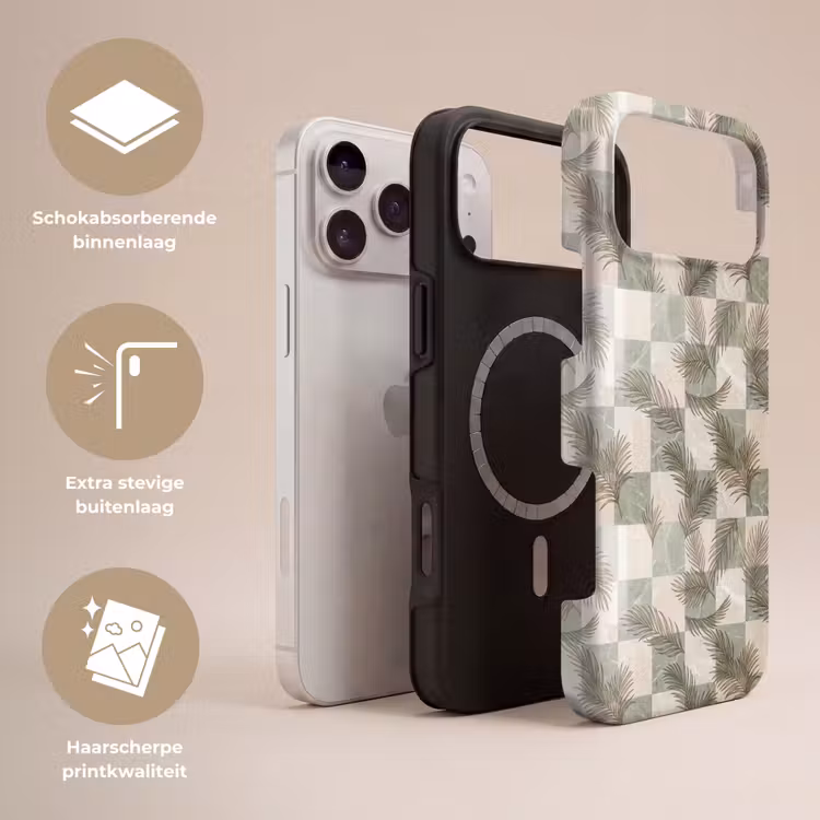 Telefoonhoesje Toughcase - Planten - Bladeren - Marmer - Modern - Groen — 3