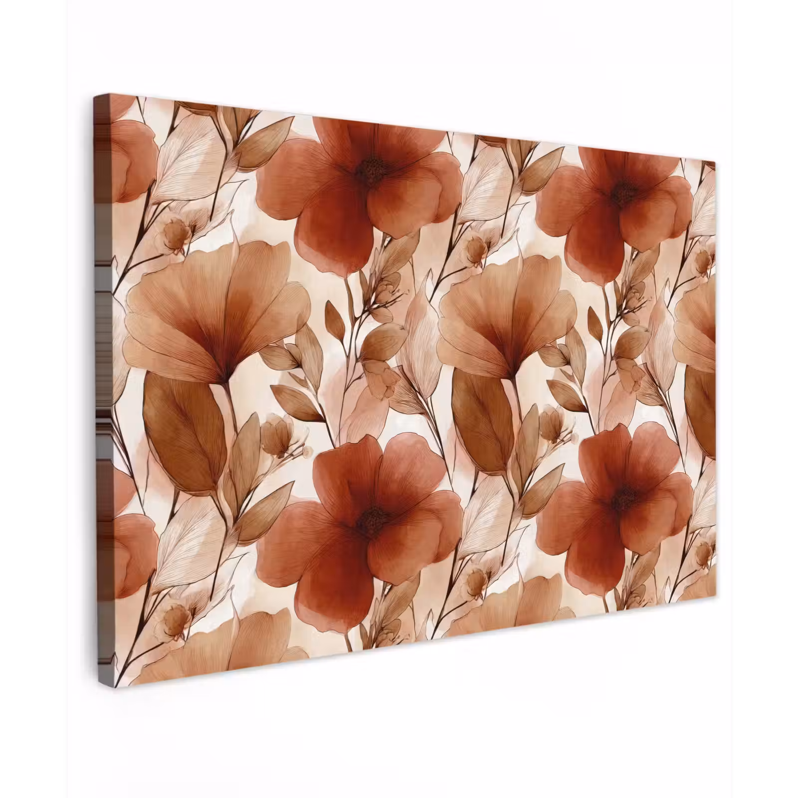 Buiten canvas - Bloemen - Aquarel - Botanisch - Terracotta — 1