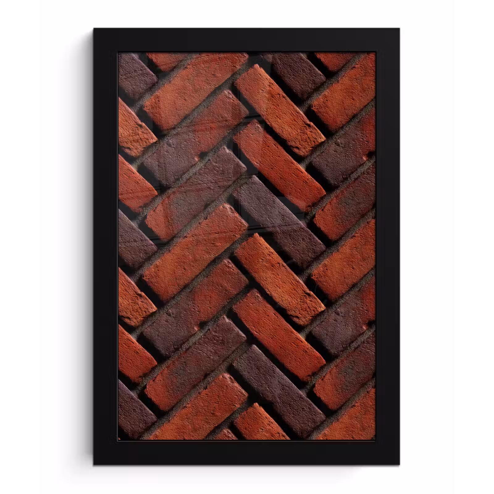 Poster met lijst - Bakstenen - Visgraat - Structuur - Roodbruin — 1