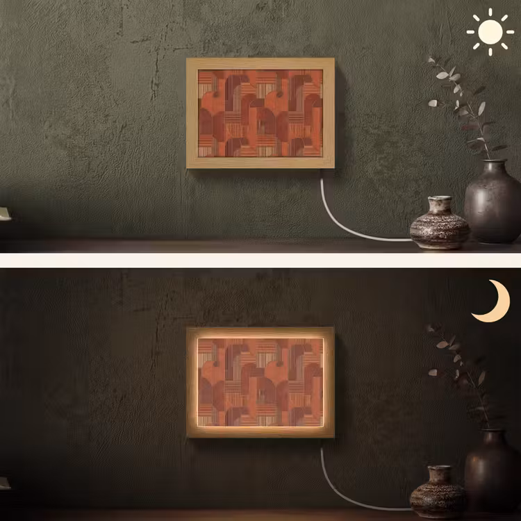 Lightbox - Wandlamp - Geometrisch - Abstract - Textuur - Bruin — 3