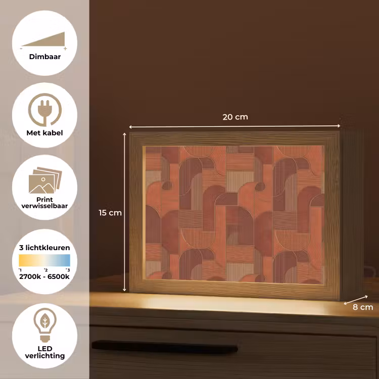 Lightbox - Wandlamp - Geometrisch - Abstract - Textuur - Bruin — 9