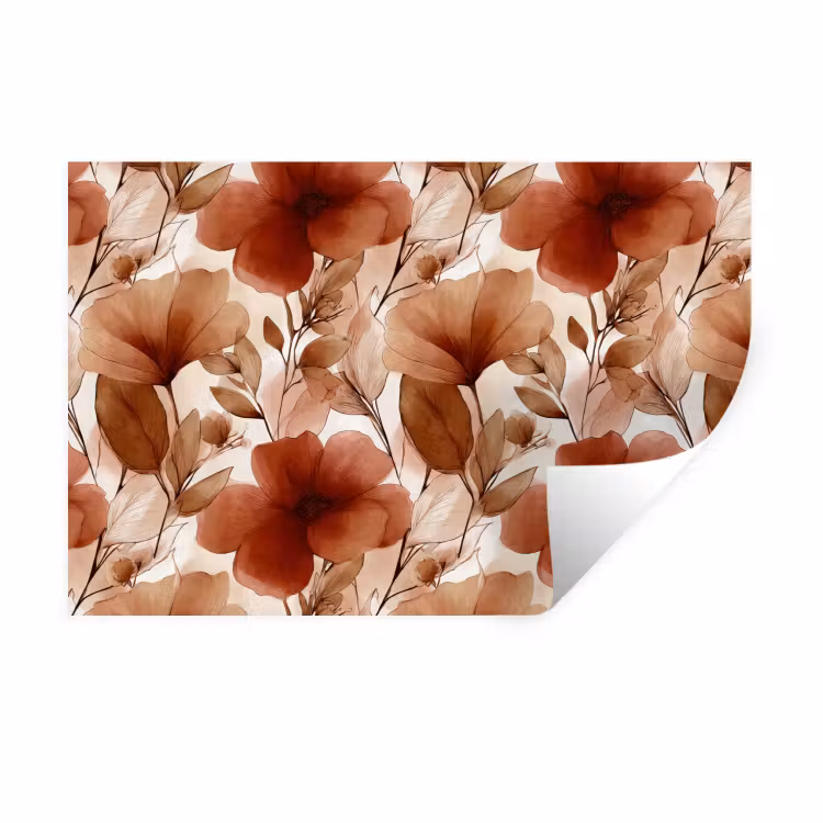 Muursticker - Bloemen - Aquarel - Botanisch - Terracotta — 1
