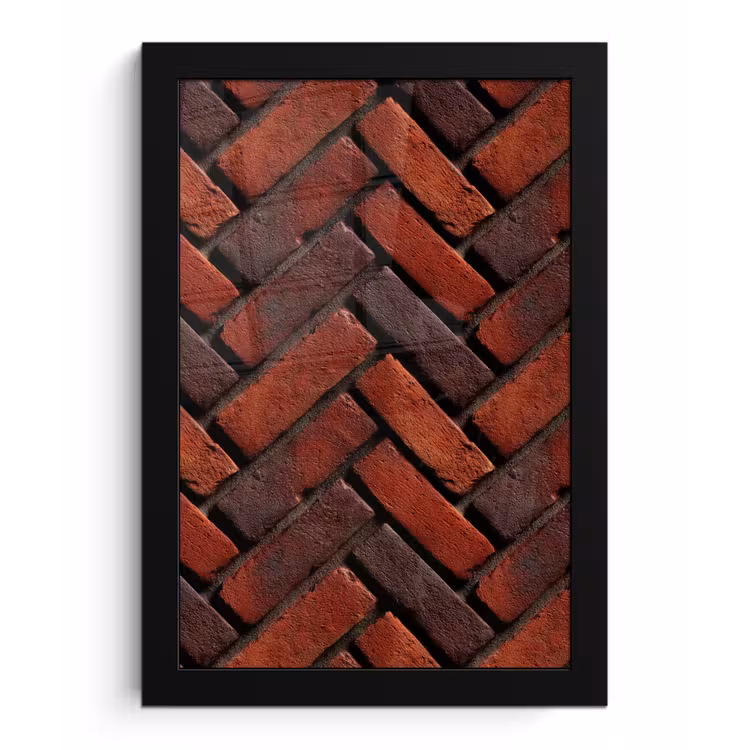 Poster met lijst - Bakstenen - Visgraat - Structuur - Roodbruin — 1