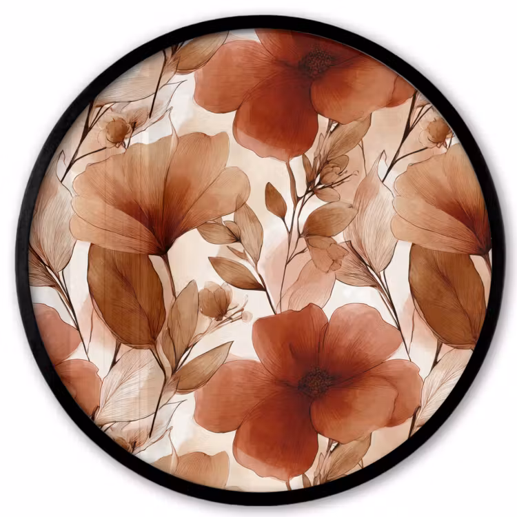 Ronde fotolijst - Bloemen - Aquarel - Botanisch - Terracotta — 1