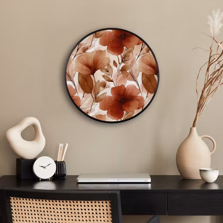 Ronde fotolijst - Bloemen - Aquarel - Botanisch - Terracotta — 3