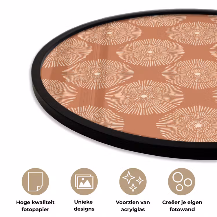 Ronde fotolijst - Cirkels - Grafisch - Patroon - Terracotta — 2