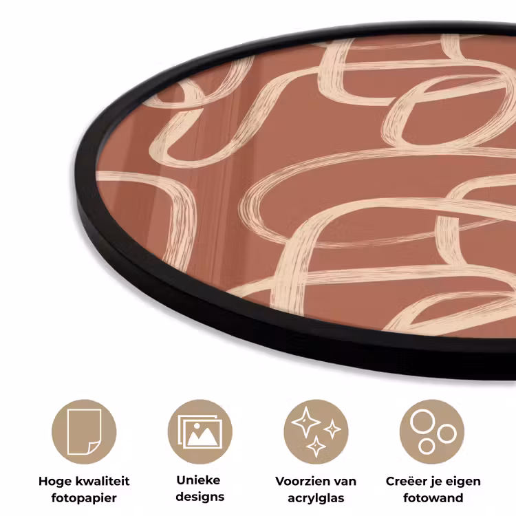Ronde fotolijst - Lijnen - Abstract - Organisch - Terracotta - Crème — 2