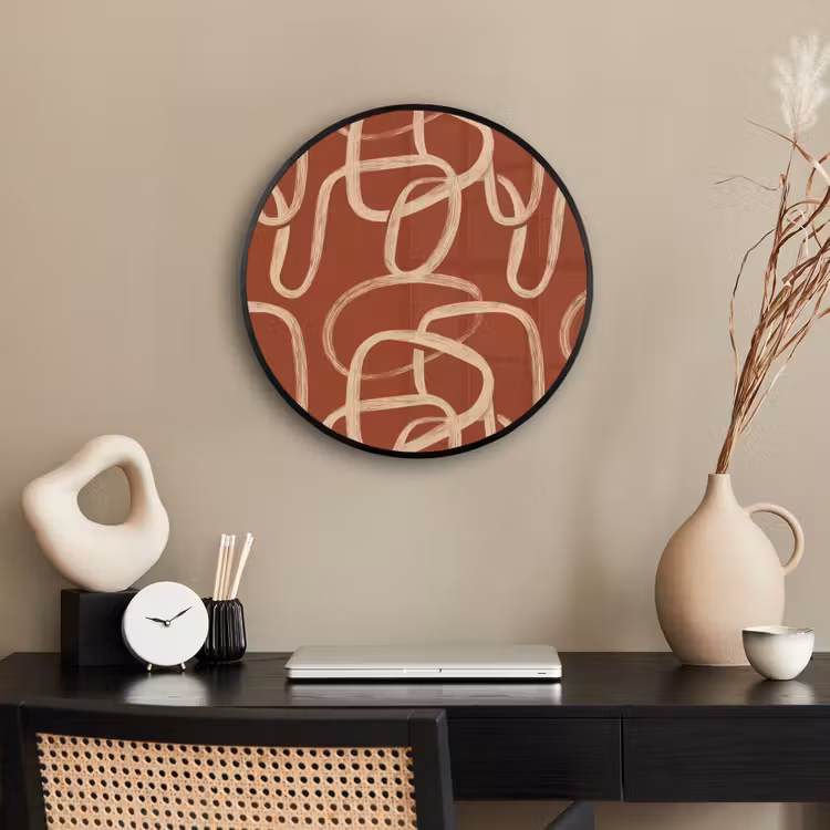 Ronde fotolijst - Lijnen - Abstract - Organisch - Terracotta - Crème — 3