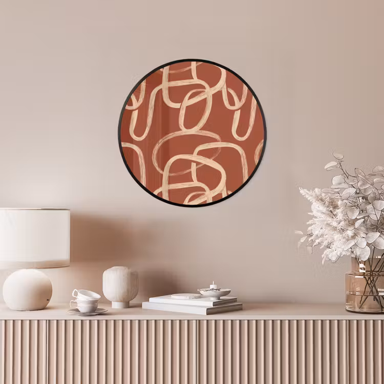 Ronde fotolijst - Lijnen - Abstract - Organisch - Terracotta - Crème — 5